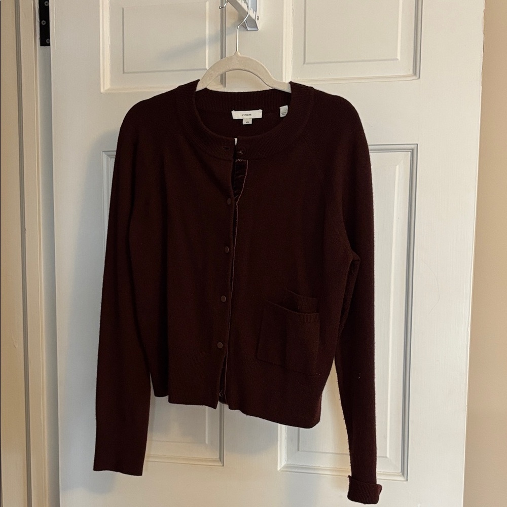 Vince Women's Brown/Burgundy Cardigan Sweater